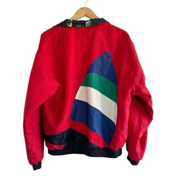Vintage Duffel Sportswear Mens Sz L Blue Red Sailboats 3-In-1 Windbreaker Jacket - Picture 8 of 14